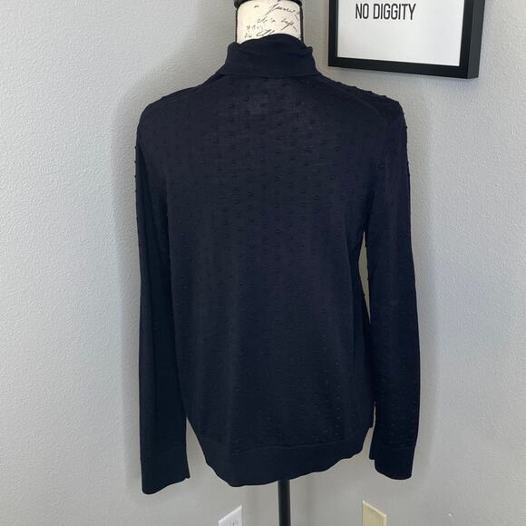 COS Navy Blue Nubby Dot Wool Turtleneck Sweater | M - Picture 3 of 6